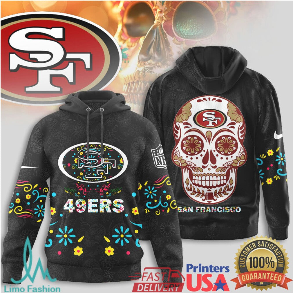 San Francisco 49ers Sugar Skull Day of the Dead NFL T Shirt - Limotees LLC