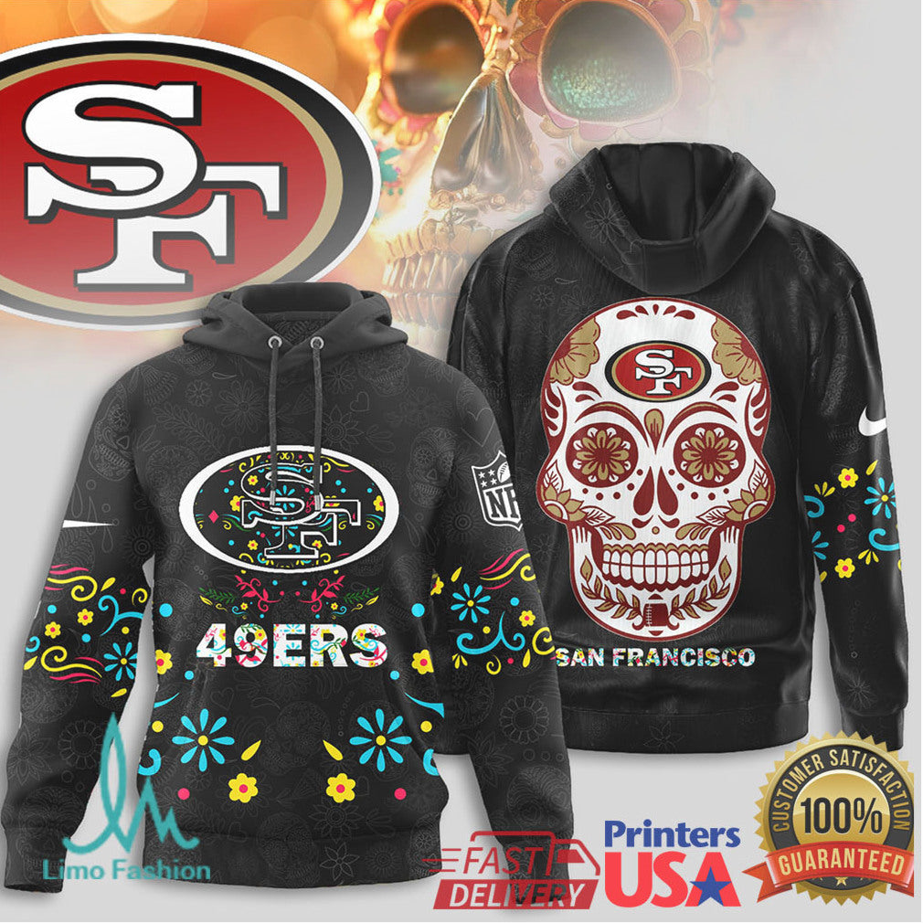 San Francisco 49ers Sugar Skull Day of the Dead NFL T Shirt - Limotees LLC