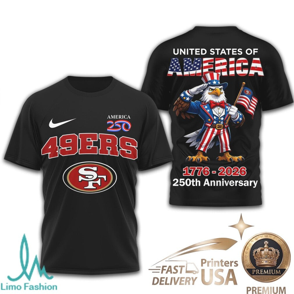 San Francisco 49ers USA 250th Anniversary Eagle Patriotic T Shirt - Limotees LLC