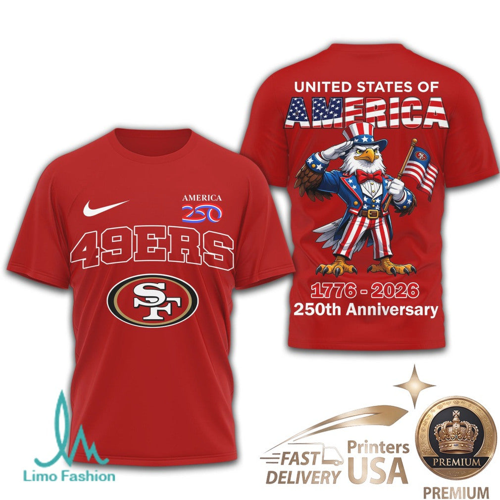 San Francisco 49ers USA 250th Anniversary Eagle Patriotic T Shirt - Limotees LLC