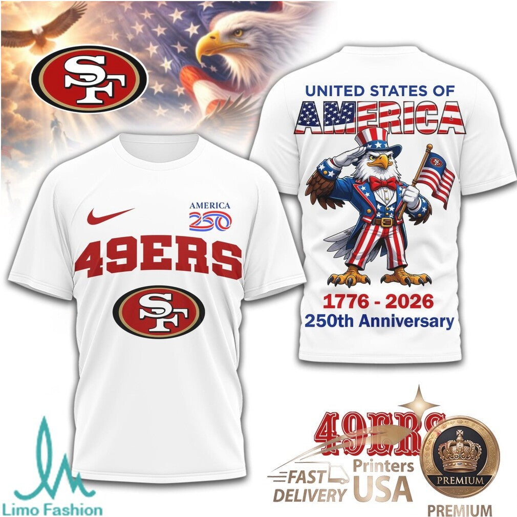 San Francisco 49ers USA 250th Anniversary Eagle Patriotic T Shirt - Limotees LLC