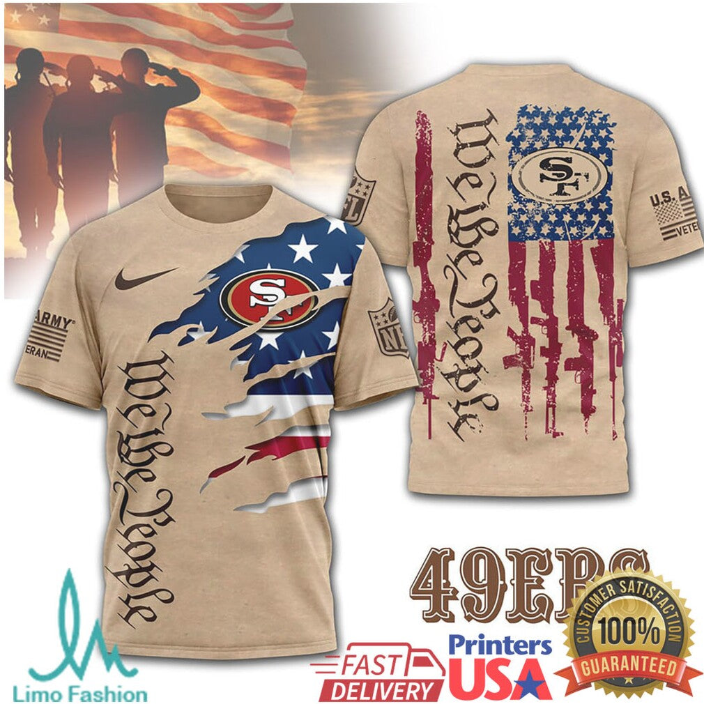 San Francisco 49ers We The People Patriotic Military Tan T Shirt - Limotees LLC