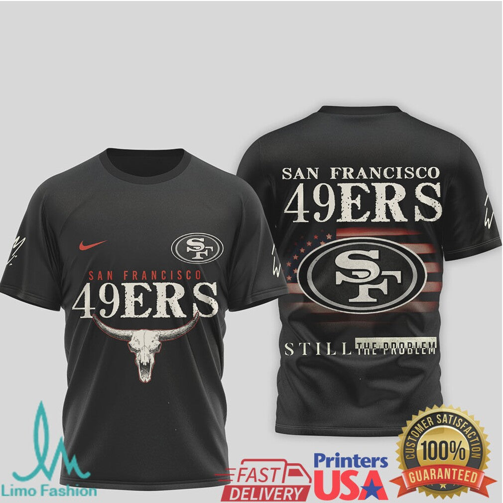 San Francisco 49ers Western Style Skull Shirt 49ers Distressed Flag Back Tee - Limotees LLC