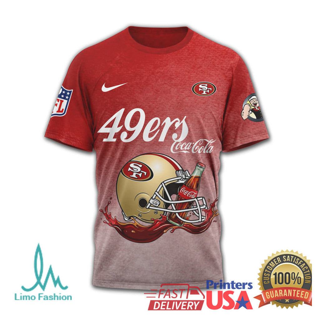 San Francisco 49ers x Coca Cola Popeye “Drink Strong Play Hard” T Shirt - Limotees LLC