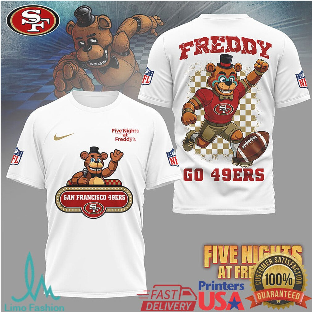 San Francisco 49ers x Freddy Fazbear NFL Game Day T Shirt - Limotees LLC