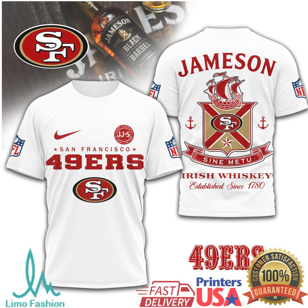San Francisco 49ers x Jameson Irish Whiskey Sine Metu NFL T Shirt - Limotees LLC