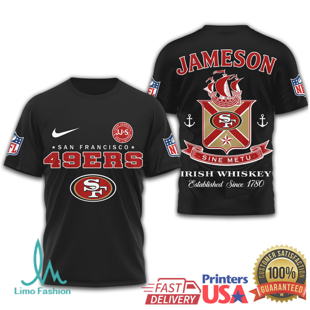 San Francisco 49ers x Jameson Irish Whiskey Sine Metu NFL T Shirt - Limotees LLC