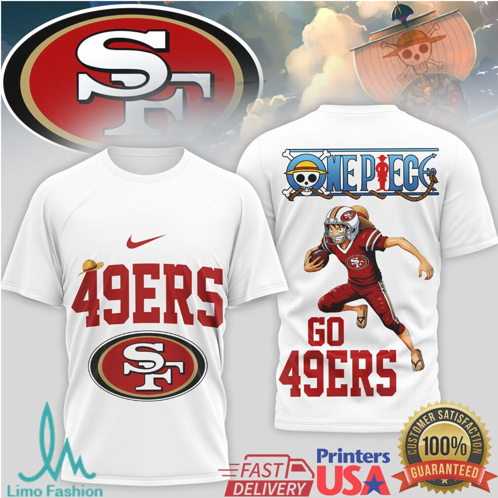 San Francisco 49ers x One Piece Luffy King of Pirates T Shirt - Limotees LLC