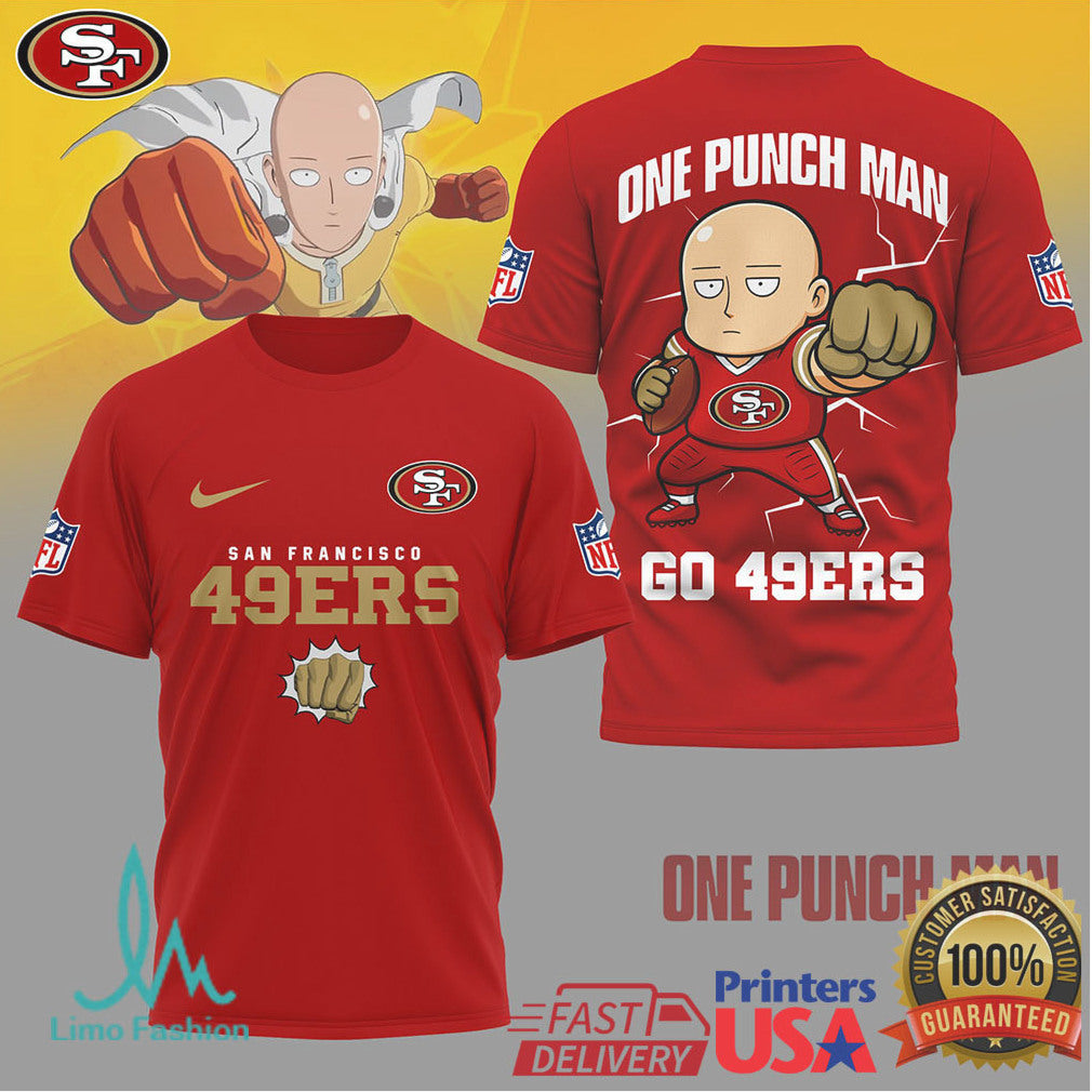 San Francisco 49ers x One Punch Man Saitama NFL Fan Shirt - Limotees LLC