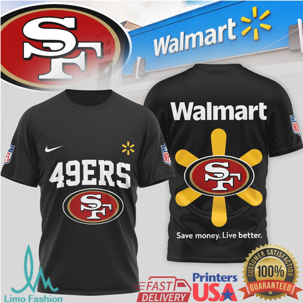 San Francisco 49ers x Walmart Spark Shield Collaboration Fan T Shirt - Limotees LLC