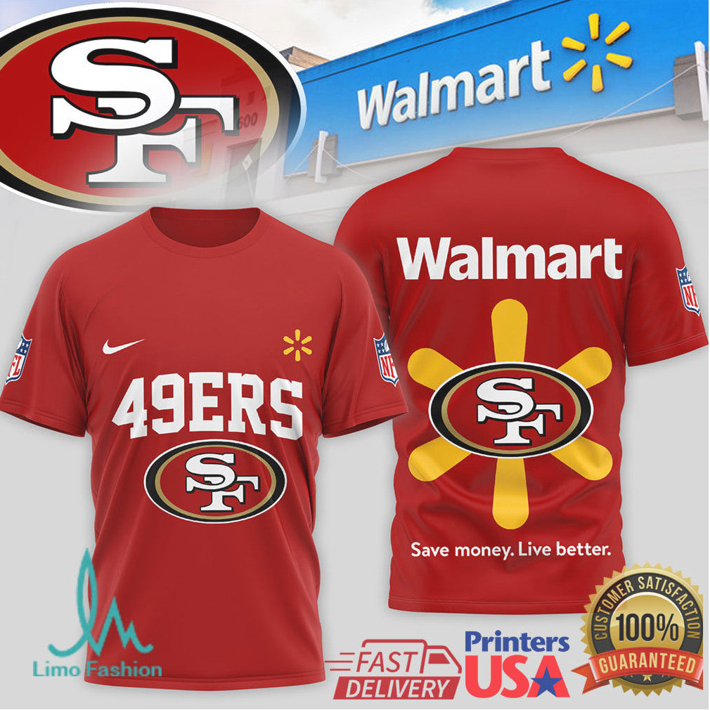 San Francisco 49ers x Walmart Spark Shield Collaboration Fan T Shirt - Limotees LLC