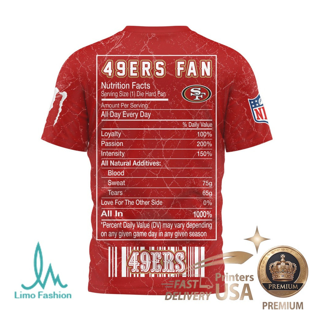 San Francisco Football Fans Monster Energy Nutrition Facts Red T Shirt - Limotees LLC