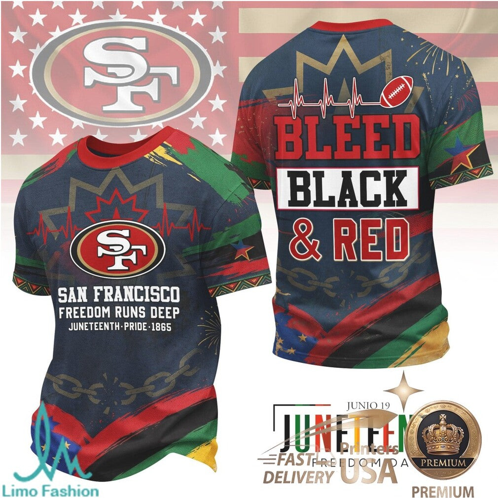 San Francisco Football Juneteenth Freedom Day Bleed Red T Shirt - Limotees LLC