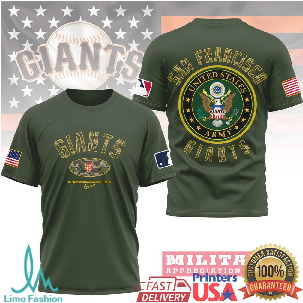 San Francisco Giants MLB Military Appreciation Night Army Olive T Shirt - Limotees LLC