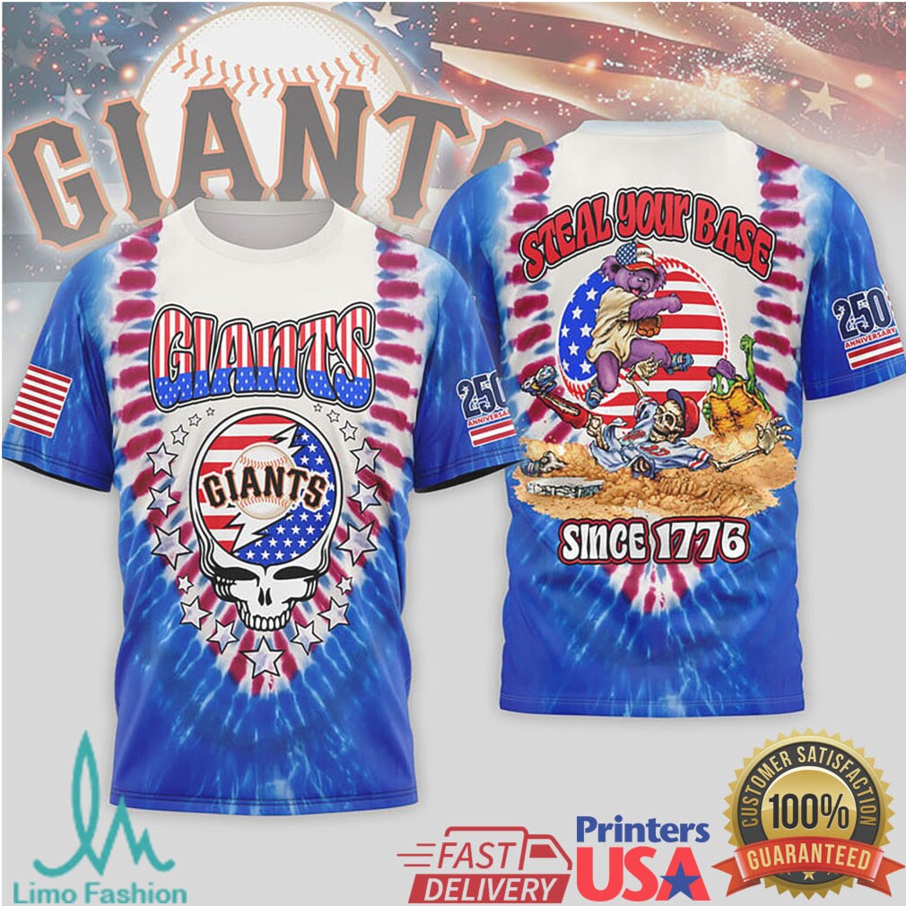 San Francisco Giants Steal Your Base Grateful Dead Patriotic Tie Dye T Shirt
