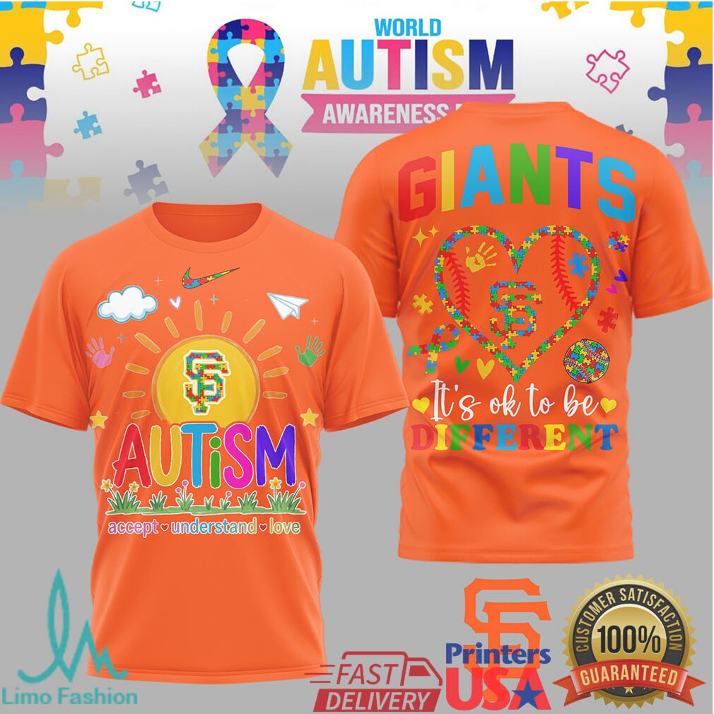 San Francisco Giants World Autism Awareness It's OK To Be Different T Shirt - Limotees LLC