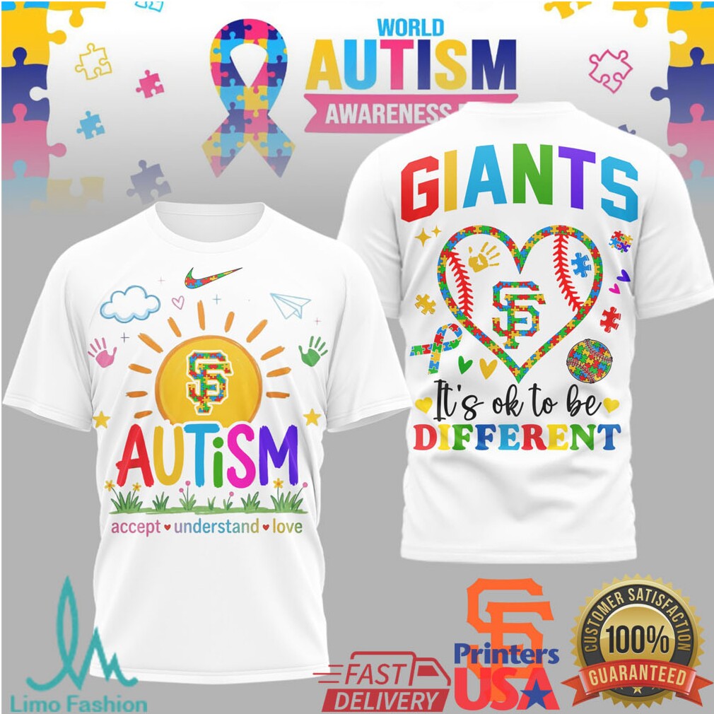 San Francisco Giants World Autism Awareness It's OK To Be Different T Shirt - Limotees LLC