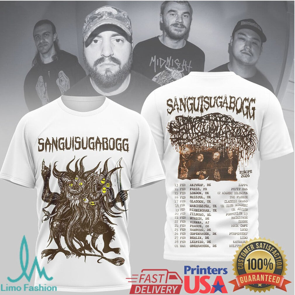 Sanguisugabogg Europe 2026 Death Metal Tour Shirt - Limotees LLC