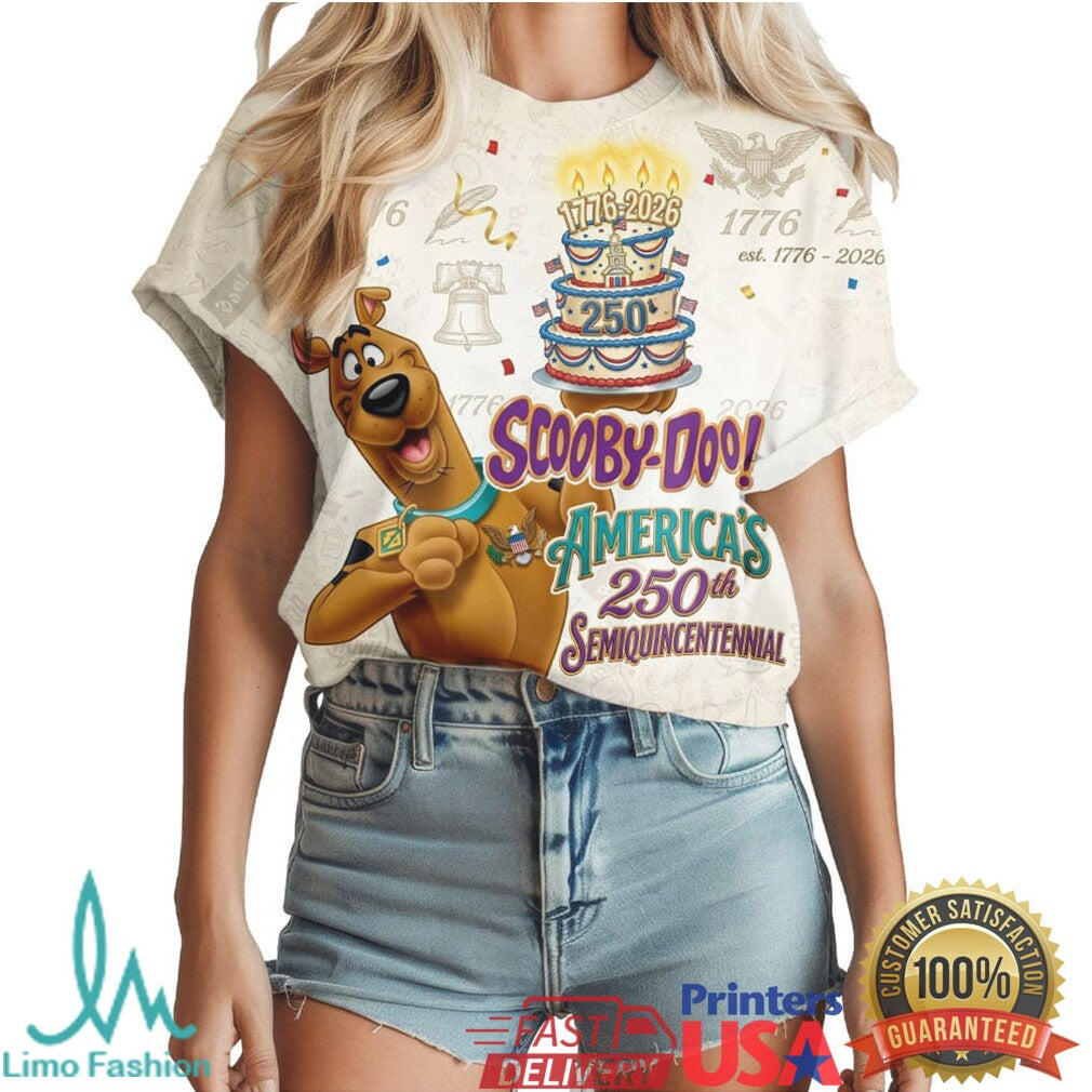 Scooby Doo America 250th Semiquincentennial Anniversary Graphic T Shirt - Limotees LLC