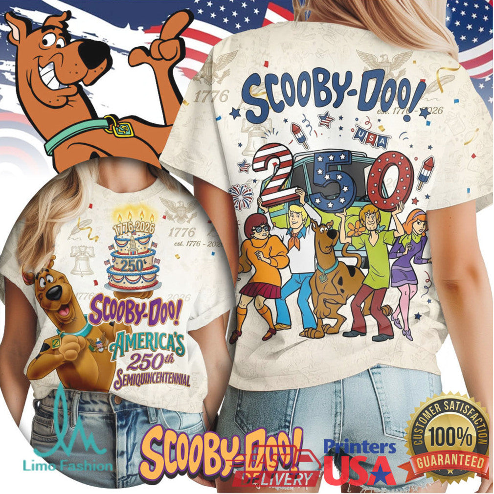 Scooby Doo America 250th Semiquincentennial Anniversary Graphic T Shirt - Limotees LLC