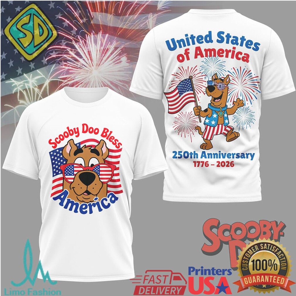 Scooby Doo Bless America 250th Anniversary T Shirt USA 1776 2026 Fireworks - Limotees LLC
