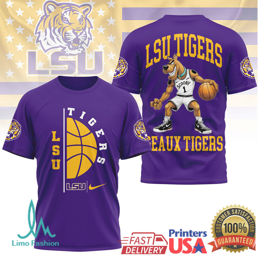 Scooby Doo LSU Tigers Geaux Tigers Basketball T Shirt - Limotees LLC