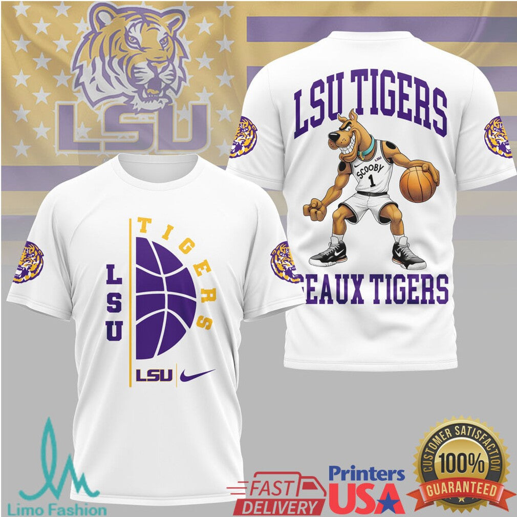 Scooby Doo LSU Tigers Geaux Tigers Basketball T Shirt - Limotees LLC