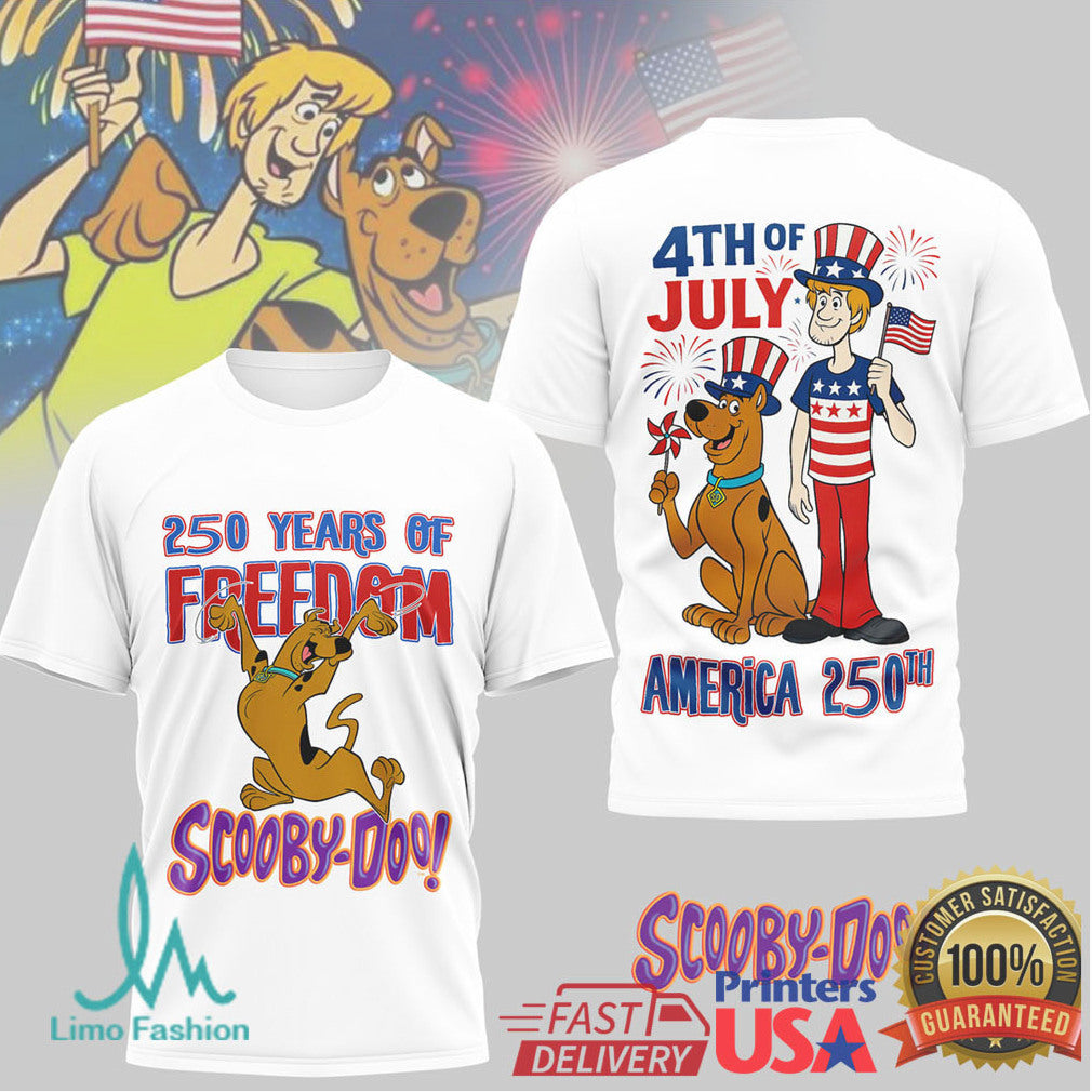 Scooby Doo & Shaggy 250 Years of Freedom America 250th 4th of July T Shirt - Limotees LLC