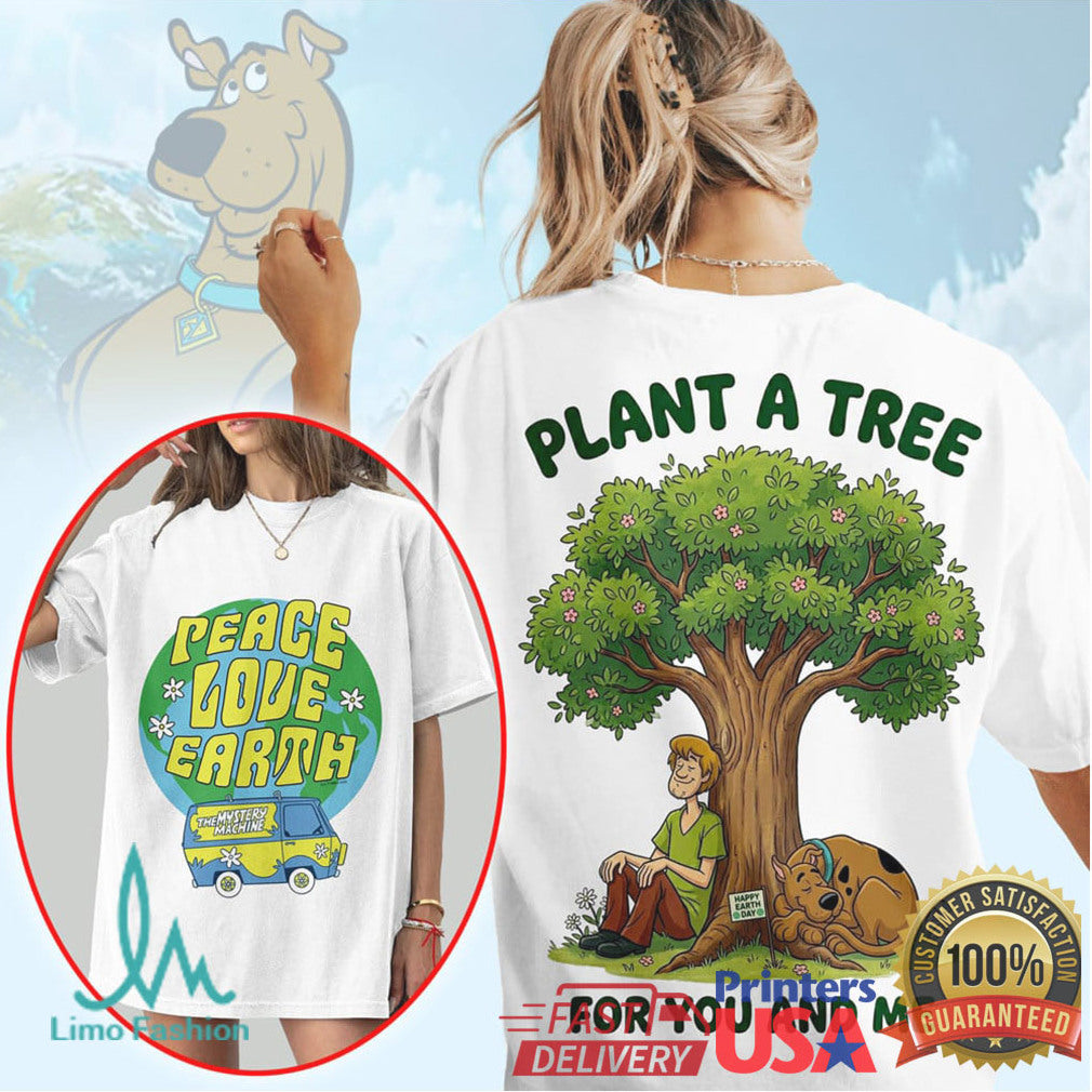 Scooby Doo & Shaggy Earth Day Peace Love Earth Mystery Machine T Shirt - Limotees LLC