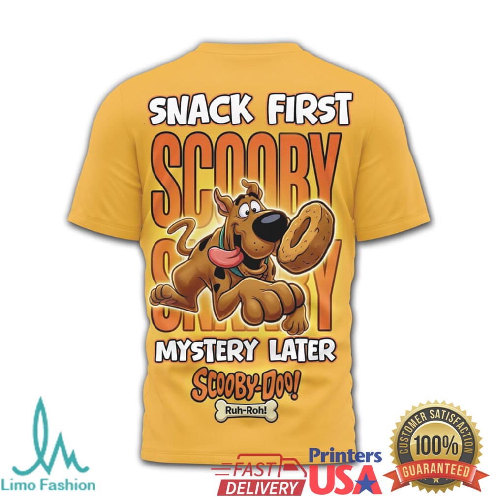 Scooby Doo Snack First Mystery Later Cartoon Graphic T Shirt - Limotees LLC