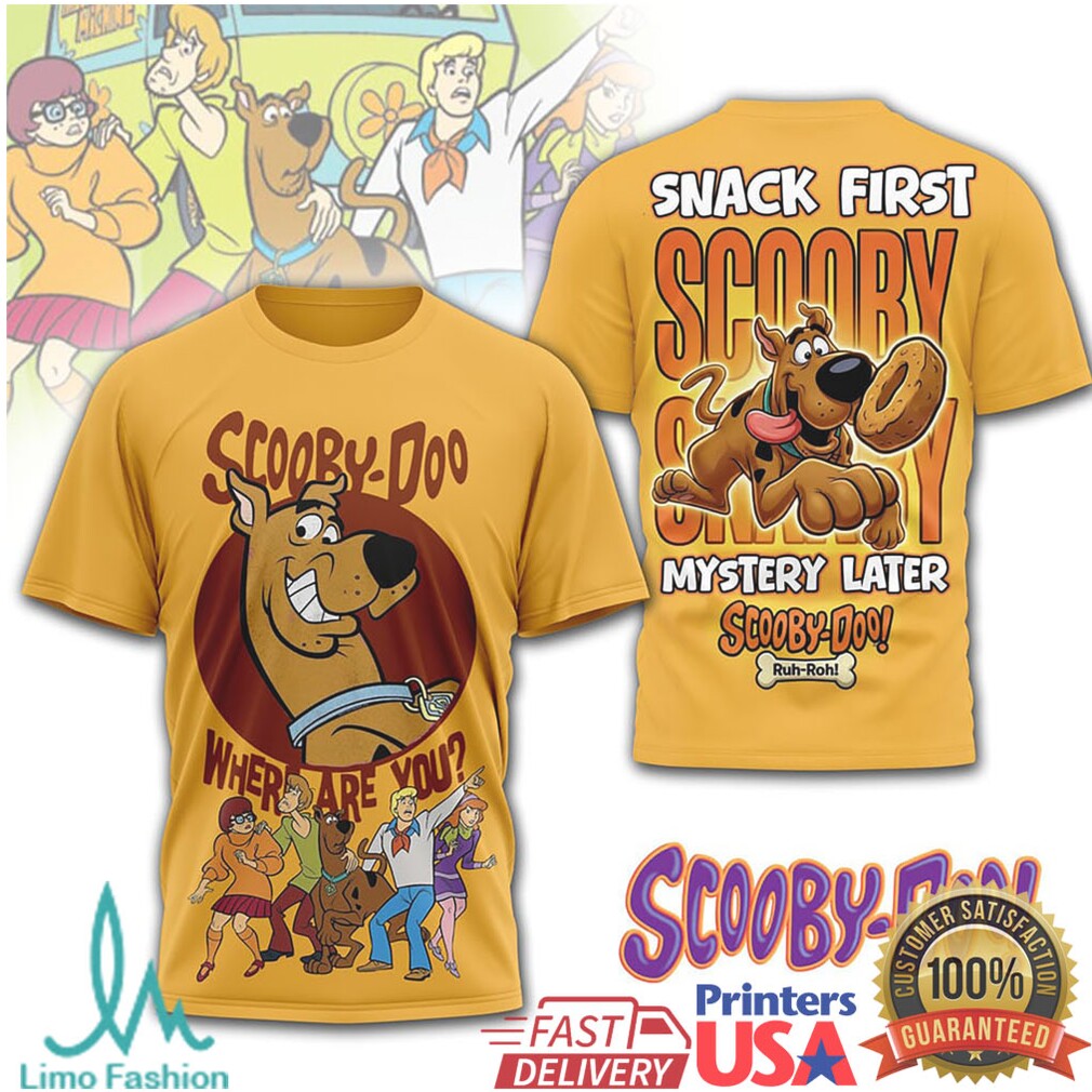 Scooby Doo Snack First Mystery Later Cartoon Graphic T Shirt - Limotees LLC