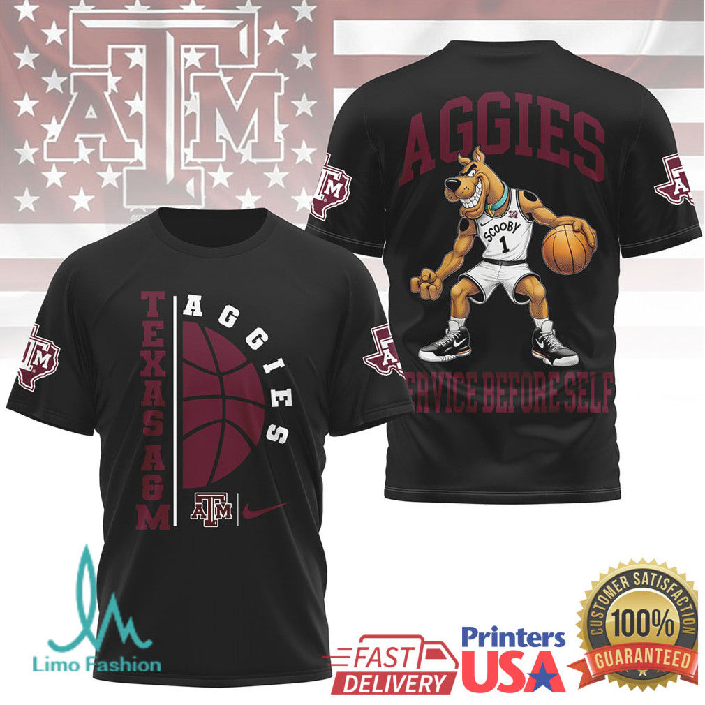 Scooby Doo Texas A&M Aggies Basketball Service Before Self T Shirt - Limotees LLC