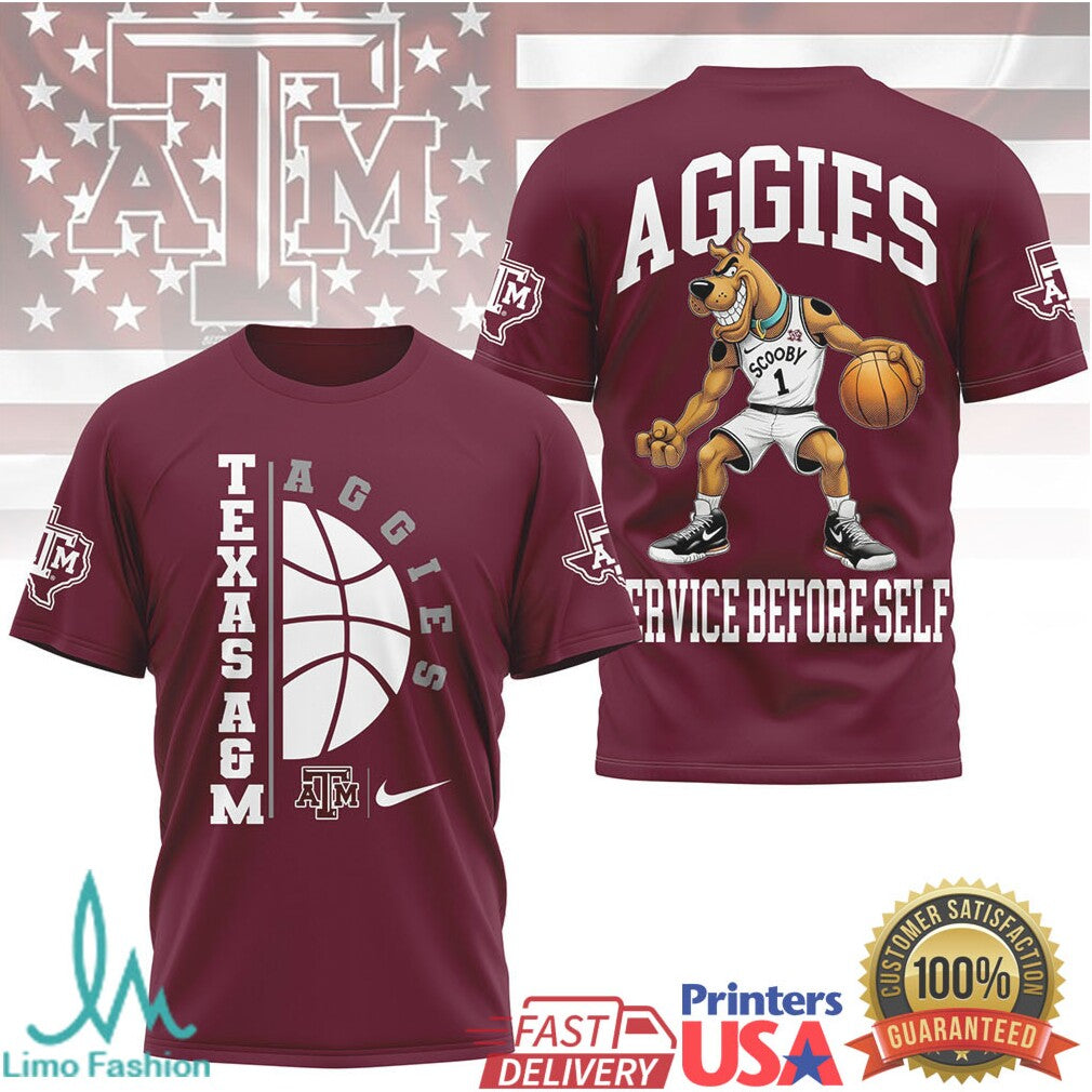 Scooby Doo Texas A&M Aggies Basketball Service Before Self T Shirt - Limotees LLC