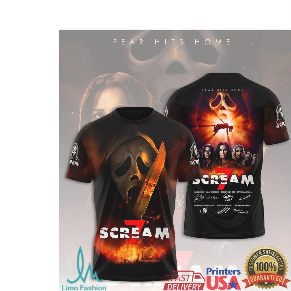 Scream 7 “Fear Hits Home” Movie Promo Graphic T Shirt - Limotees LLC