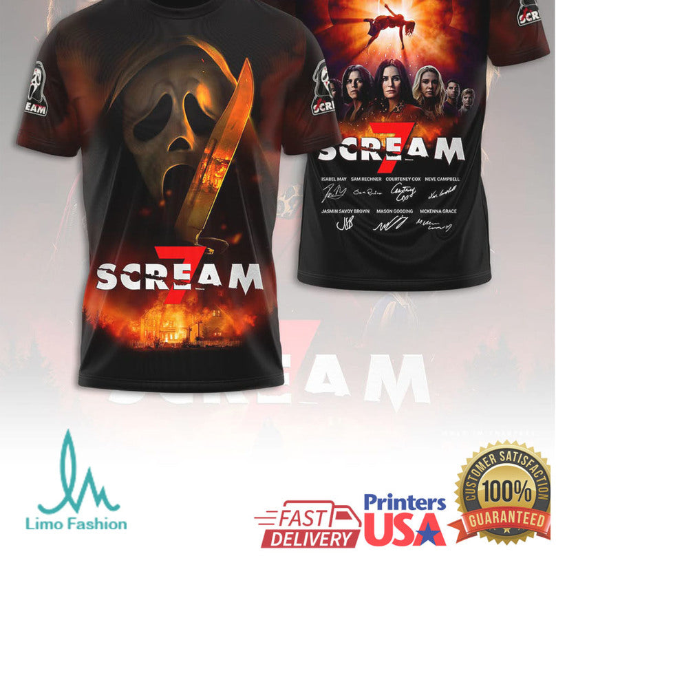 Scream 7 “Fear Hits Home” Movie Promo Graphic T Shirt - Limotees LLC