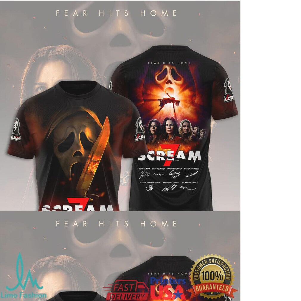 Scream 7 “Fear Hits Home” Movie Promo Graphic T Shirt - Limotees LLC