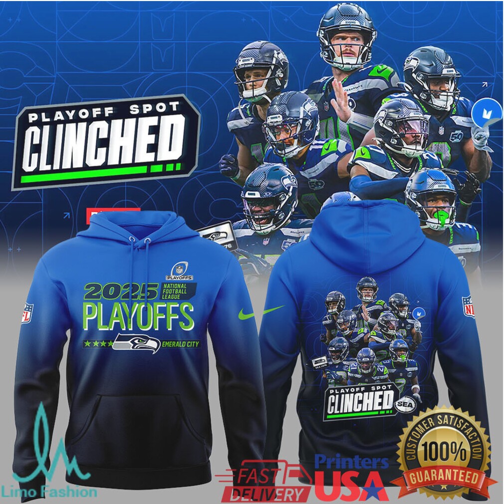 Seahawks 2025 Playoffs Clinched Blue Gradient & Snowflake Winter Collection - Limotees LLC