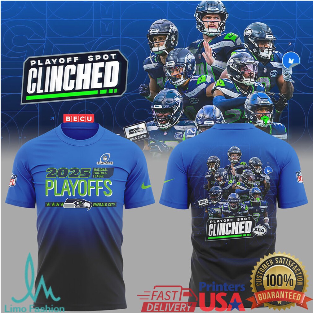Seahawks 2025 Playoffs Clinched Blue Gradient & Snowflake Winter Collection - Limotees LLC