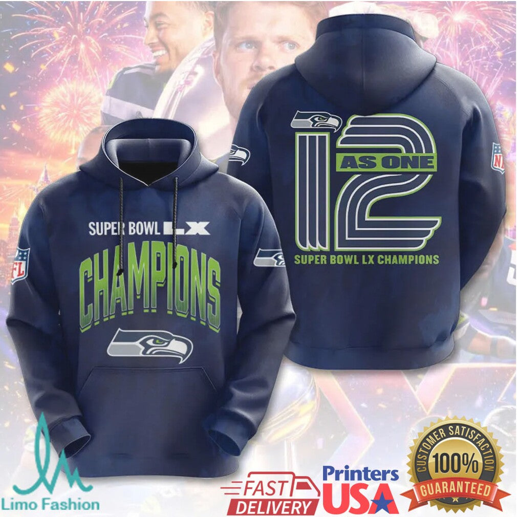 Seahawks Super Bowl LX “12 As One” Fan Pride Navy Championship Apparel - Limotees LLC