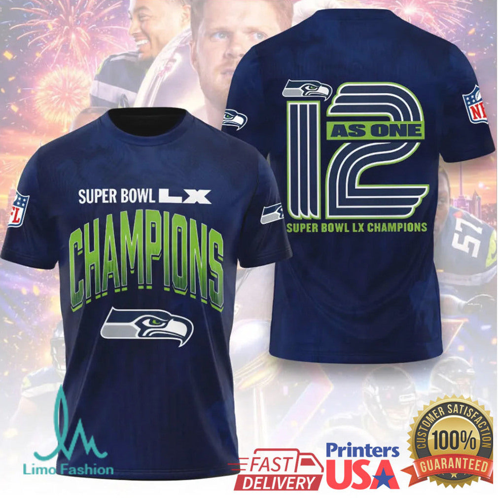 Seahawks Super Bowl LX “12 As One” Fan Pride Navy Championship Apparel - Limotees LLC