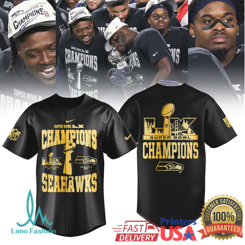 Seahawks Super Bowl LX 2026 Gold Foil Championship Edition T Shirt, Hoodie & Hat - Limotees LLC