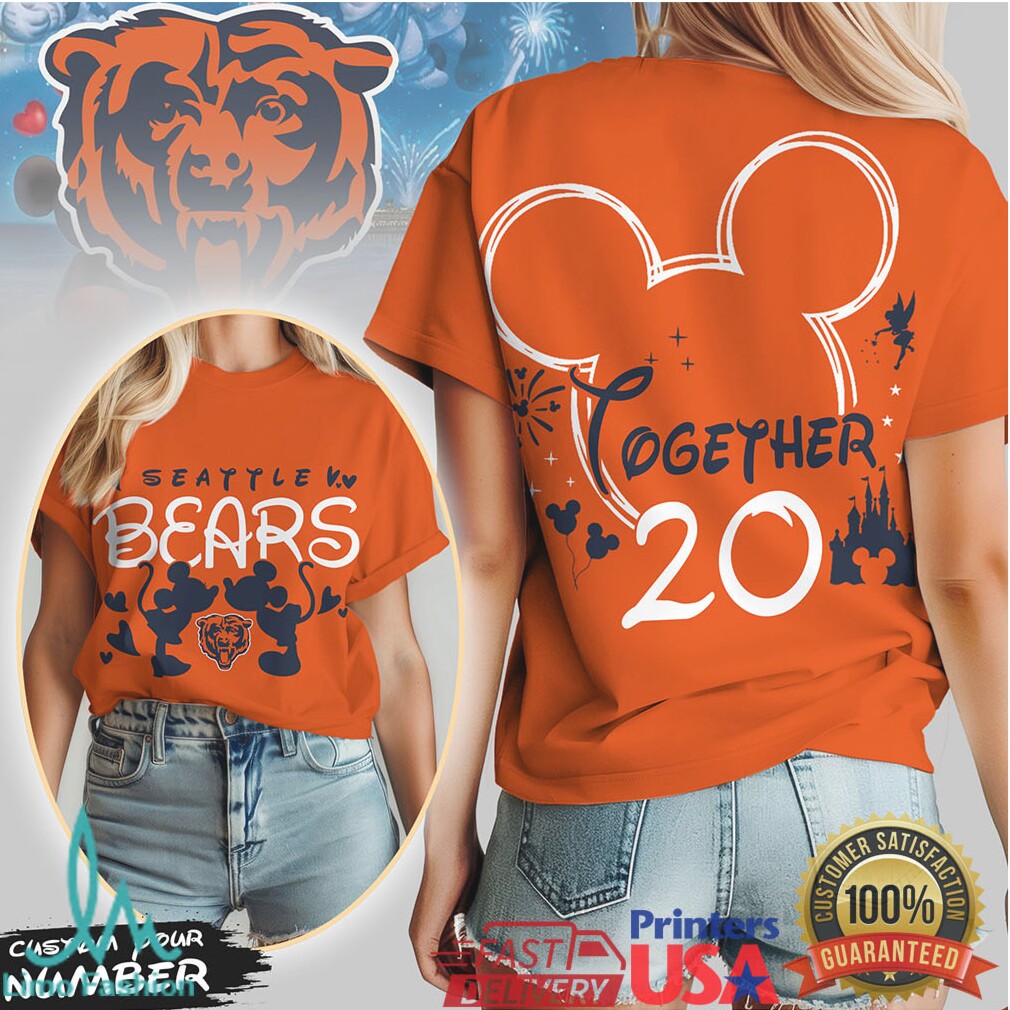 Seattle Bears Mickey Mouse Kissing Together Since 20XX Custom NFL Fan T Shirt - Limotees LLC