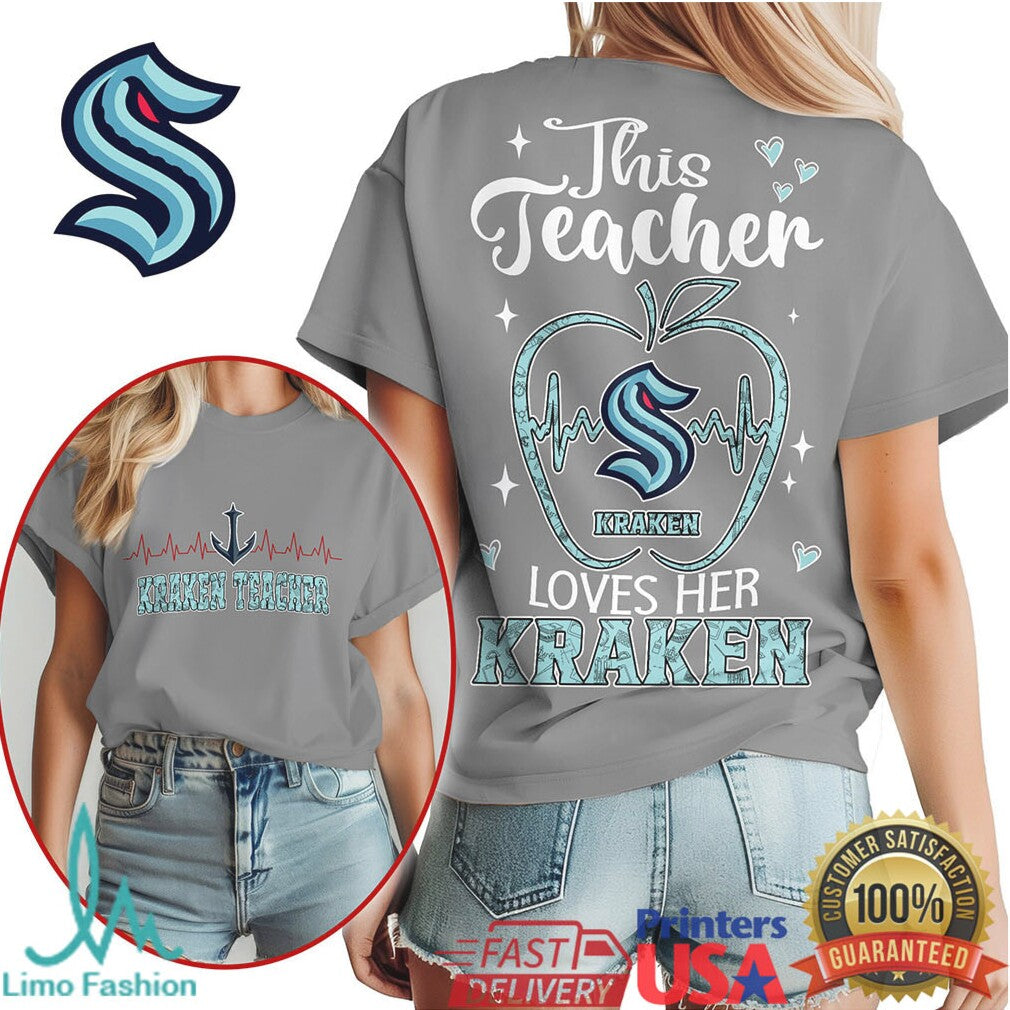 Seattle Kraken Teacher T Shirt This Teacher Loves Her Kraken Fan Gear - Limotees LLC