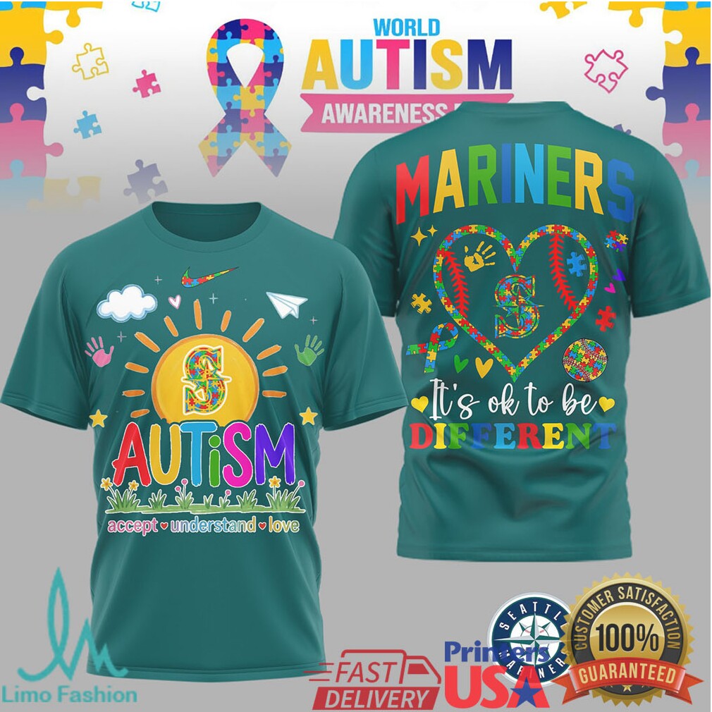 Seattle Mariners World Autism Awareness Day “It's OK To Be Different” T Shirt
