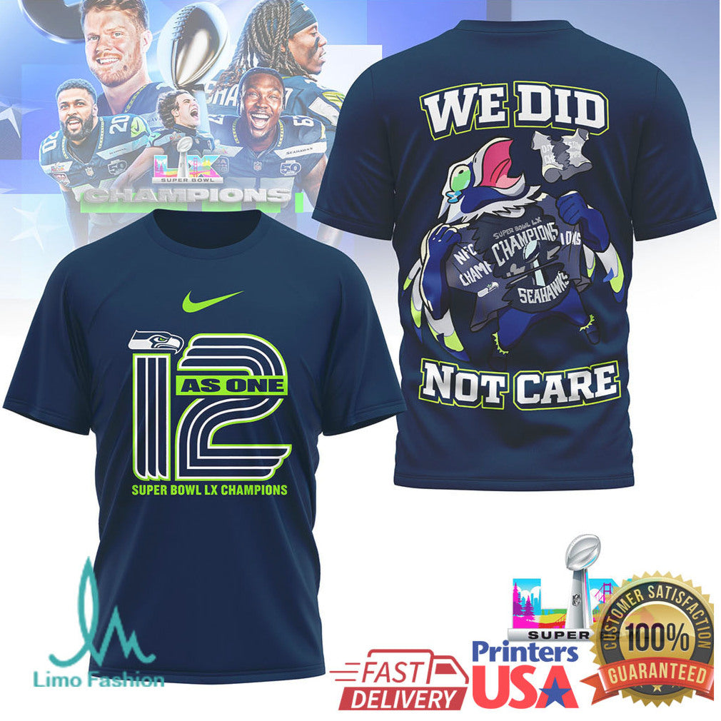 Seattle Seahawks “12 As One” Super Bowl LX Champions Logo Tee - Limotees LLC