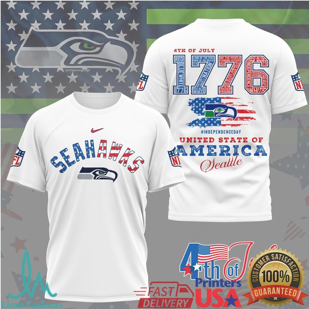 Seattle Seahawks 1776 Independence Day Patriotic NFL T Shirt - Limotees LLC