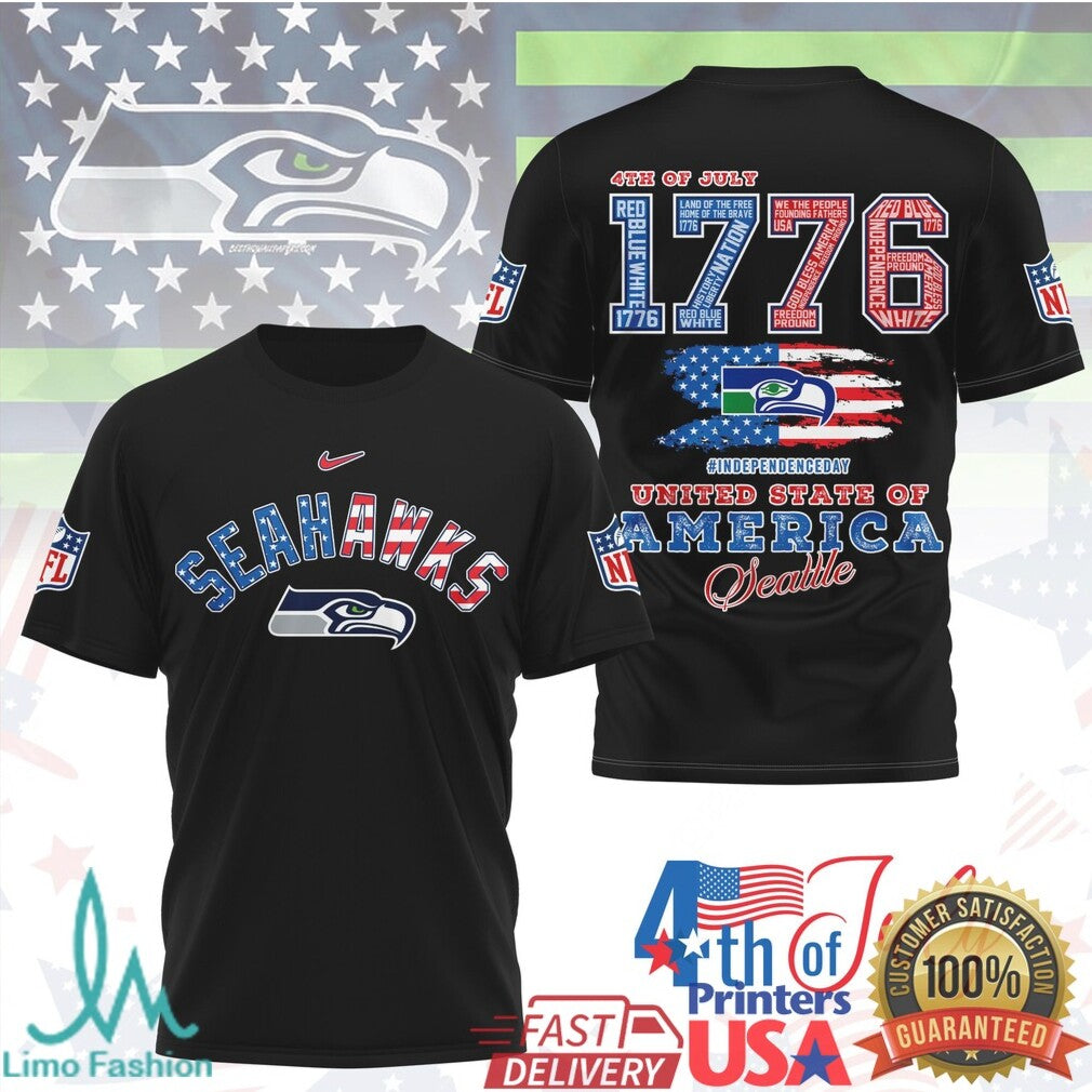 Seattle Seahawks 1776 Independence Day Patriotic NFL T Shirt - Limotees LLC
