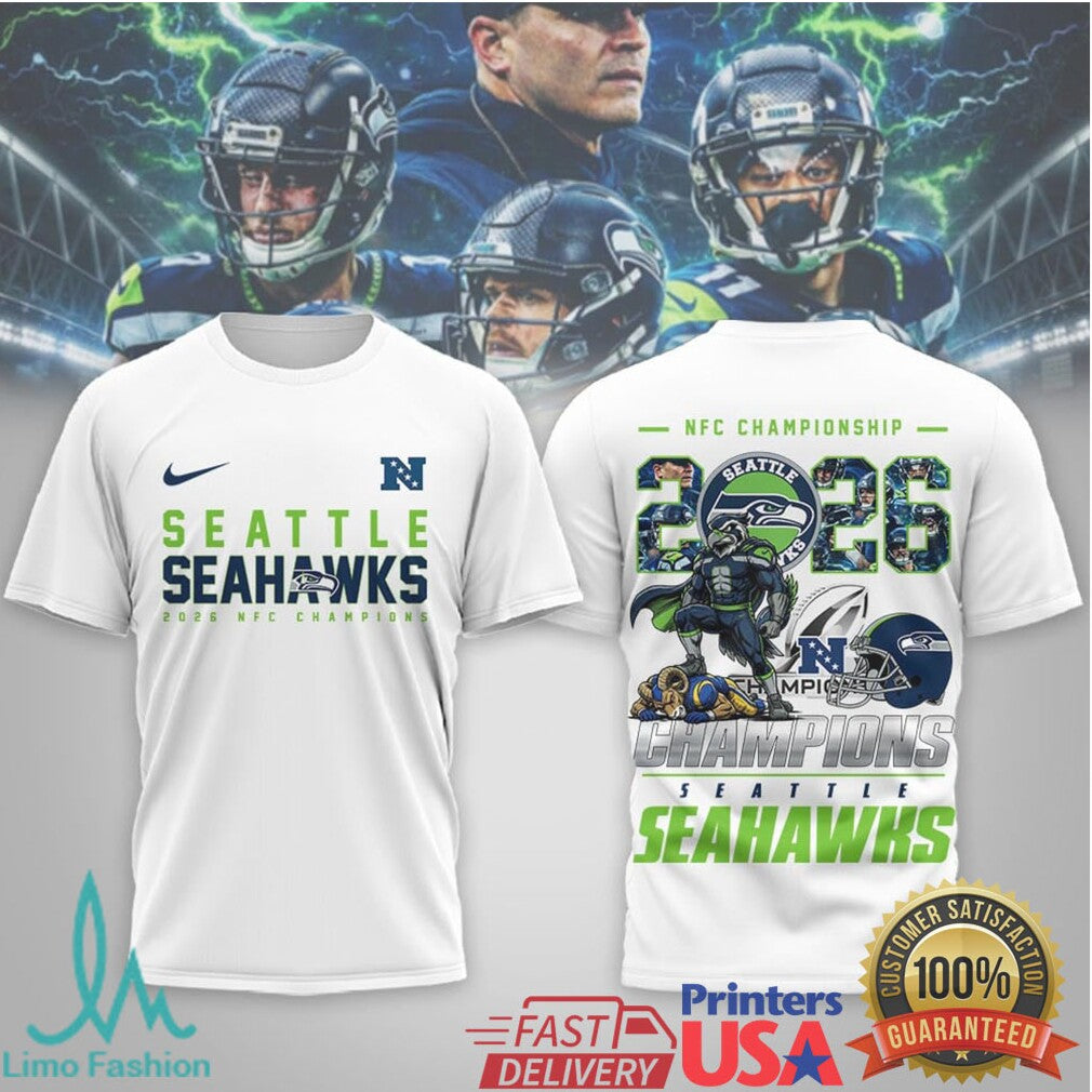 Seattle Seahawks 2026 NFC Champions Victory Graphic T Shirt - Limotees LLC