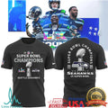 Seattle Seahawks 2X Super Bowl Champions 2026 Trophy Graphic Tee & Hoodie - Limotees LLC