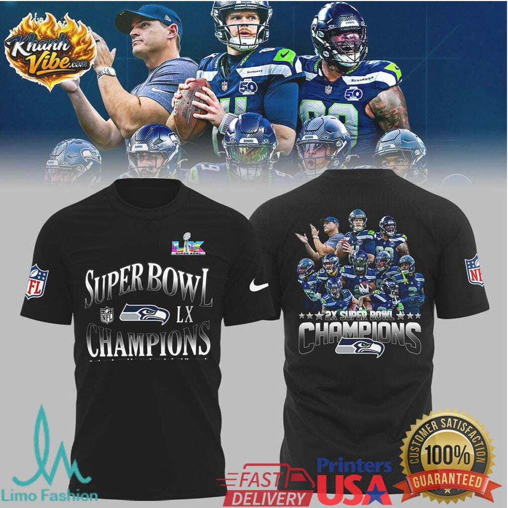 Seattle Seahawks 2X Super Bowl Champions LIX Commemorative Navy Hoodie - Limotees LLC